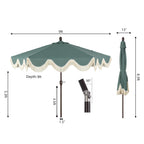 Collins Classic Cottage Tassel Market Patio Umbrella with Auto-Tilt