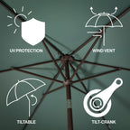 Collins Classic Cottage Tassel Market Patio Umbrella with Auto-Tilt