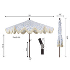 Collins Classic Cottage Tassel Market Patio Umbrella with Auto-Tilt