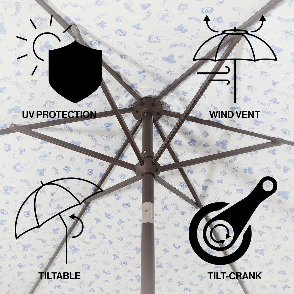 Collins Classic Cottage Tassel Market Patio Umbrella with Auto-Tilt