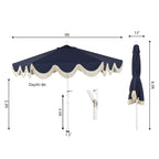 Collins 9 ft. Classic Cottage Fringe Tassel Market Patio Umbrella with Auto-Tilt Crank