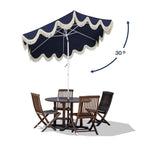 Collins 9 ft. Classic Cottage Fringe Tassel Market Patio Umbrella with Auto-Tilt Crank