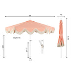 Collins 9 ft. Classic Cottage Fringe Tassel Market Patio Umbrella with Auto-Tilt Crank