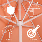 Collins 9 ft. Classic Cottage Fringe Tassel Market Patio Umbrella with Auto-Tilt Crank