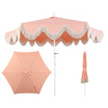 Collins 9 ft. Classic Cottage Fringe Tassel Market Patio Umbrella with Auto-Tilt Crank