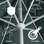 Collins 9 ft. Classic Cottage Fringe Tassel Market Patio Umbrella with Auto-Tilt Crank