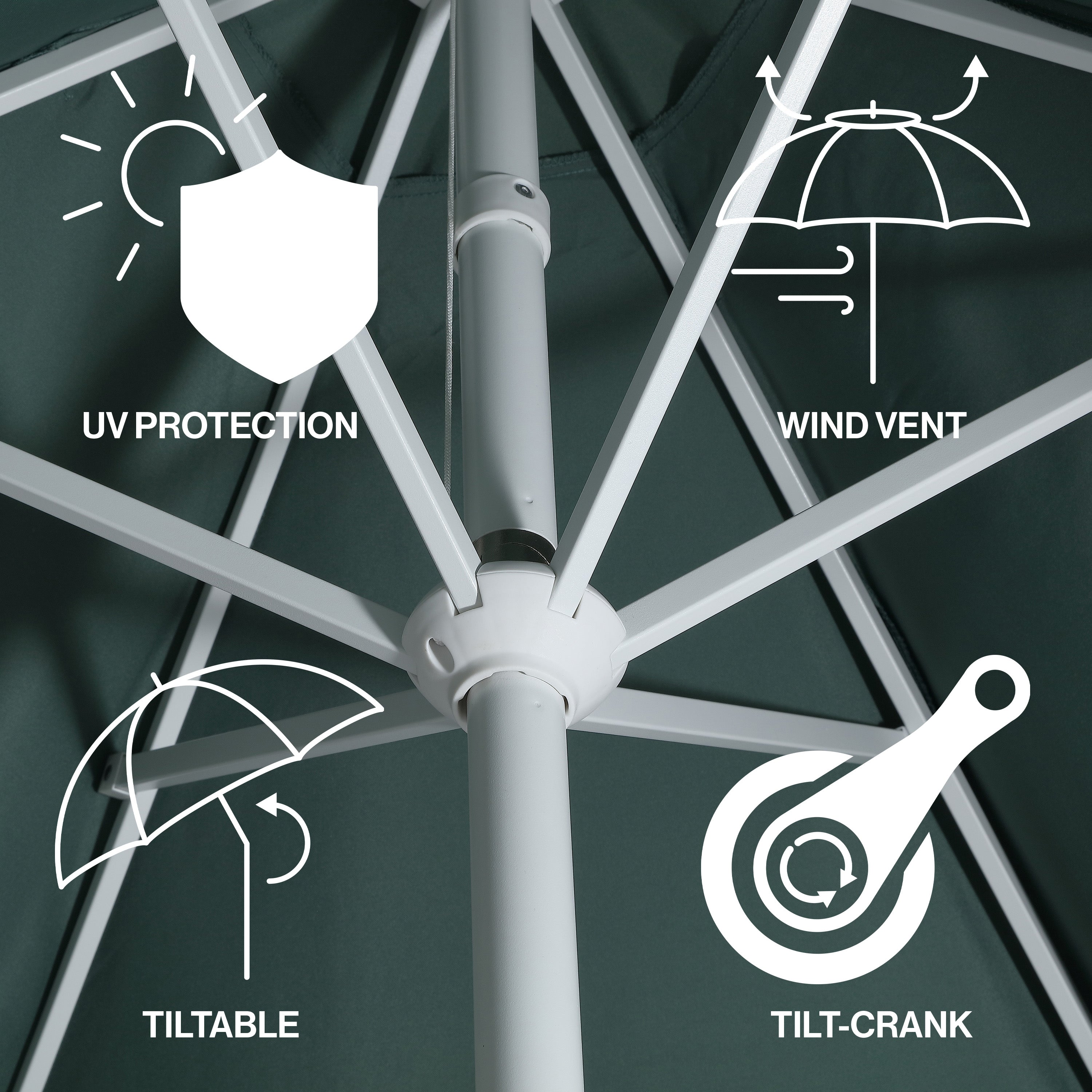 Collins 9 ft. Classic Cottage Fringe Tassel Market Patio Umbrella with Auto-Tilt Crank