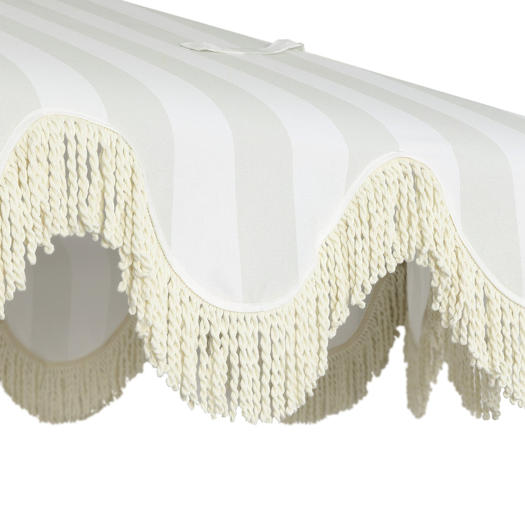 Collins 9 ft. Classic Cottage Fringe Tassel Market Patio Umbrella with Auto-Tilt Crank