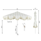 Collins 9 ft. Classic Cottage Fringe Tassel Market Patio Umbrella with Auto-Tilt Crank