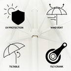 Collins 9 ft. Classic Cottage Fringe Tassel Market Patio Umbrella with Auto-Tilt Crank