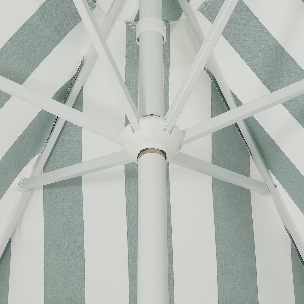 Collins 9 ft. Classic Cottage Fringe Tassel Market Patio Umbrella with Auto-Tilt Crank