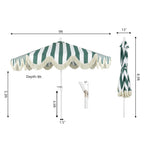 Collins 9 ft. Classic Cottage Fringe Tassel Market Patio Umbrella with Auto-Tilt Crank