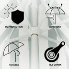 Collins 9 ft. Classic Cottage Fringe Tassel Market Patio Umbrella with Auto-Tilt Crank