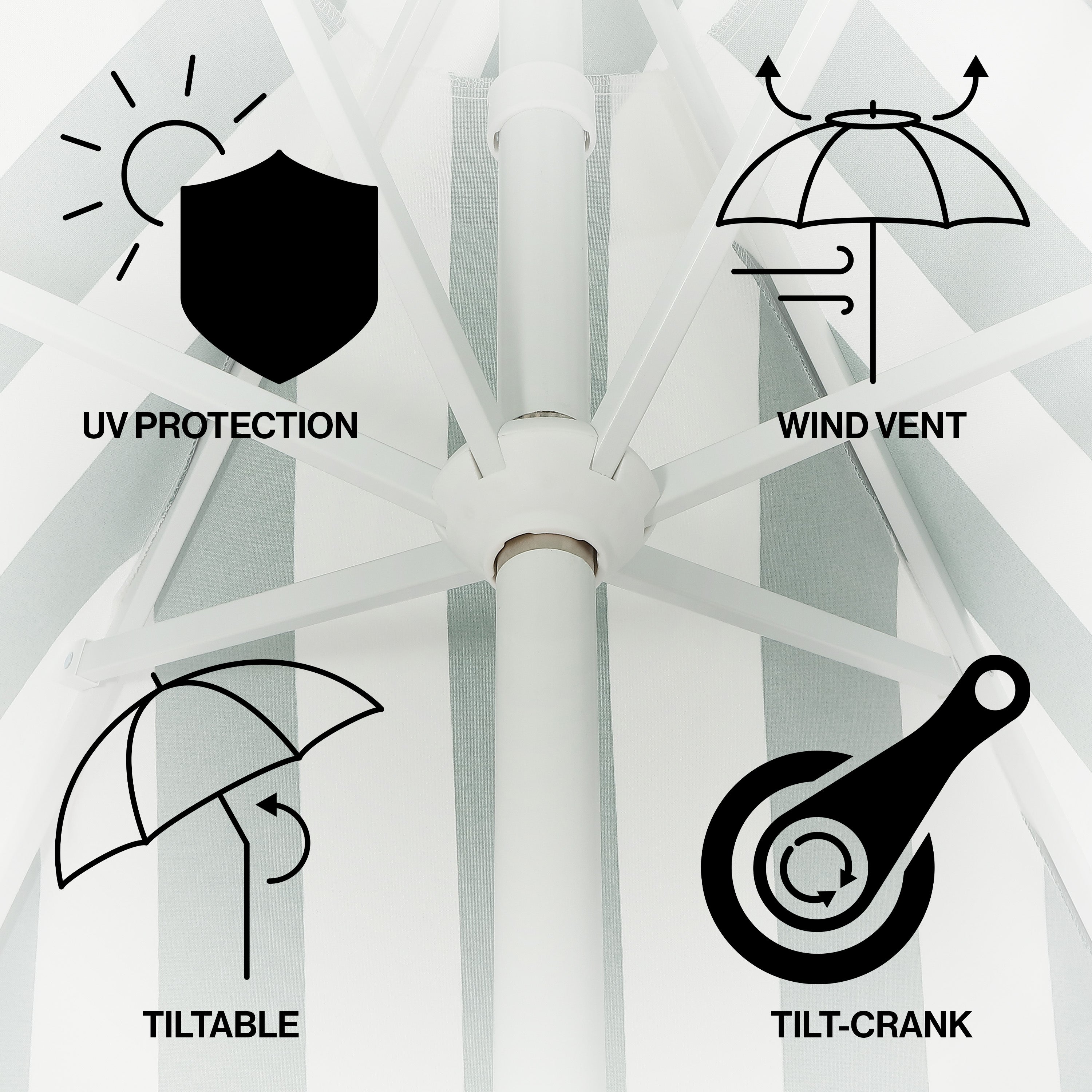 Collins 9 ft. Classic Cottage Fringe Tassel Market Patio Umbrella with Auto-Tilt Crank