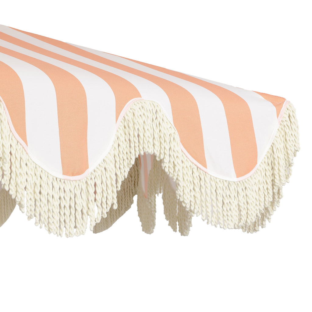 Collins 9 ft. Classic Cottage Fringe Tassel Market Patio Umbrella with Auto-Tilt Crank