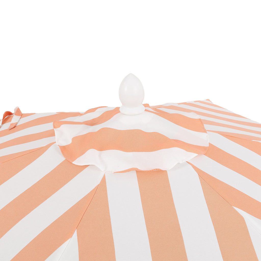 Collins 9 ft. Classic Cottage Fringe Tassel Market Patio Umbrella with Auto-Tilt Crank