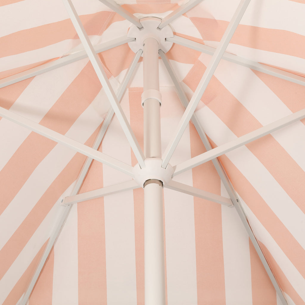 Collins 9 ft. Classic Cottage Fringe Tassel Market Patio Umbrella with Auto-Tilt Crank
