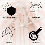 Collins 9 ft. Classic Cottage Fringe Tassel Market Patio Umbrella with Auto-Tilt Crank