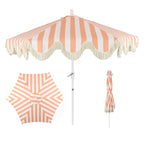 Collins 9 ft. Classic Cottage Fringe Tassel Market Patio Umbrella with Auto-Tilt Crank
