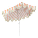Collins 9 ft. Classic Cottage Fringe Tassel Market Patio Umbrella with Auto-Tilt Crank