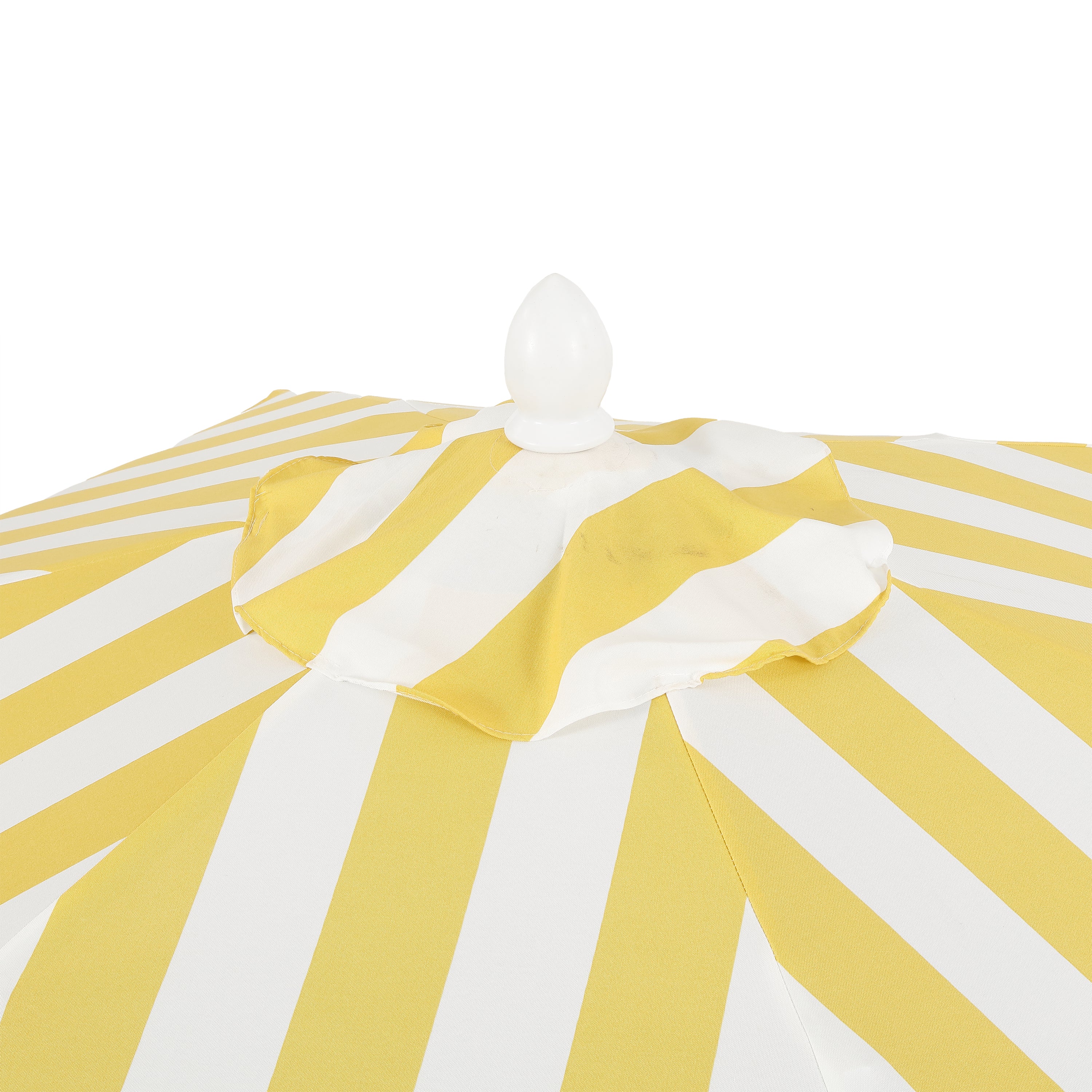 Collins 9 ft. Classic Cottage Fringe Tassel Market Patio Umbrella with Auto-Tilt Crank