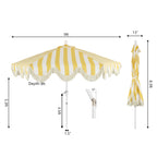 Collins 9 ft. Classic Cottage Fringe Tassel Market Patio Umbrella with Auto-Tilt Crank