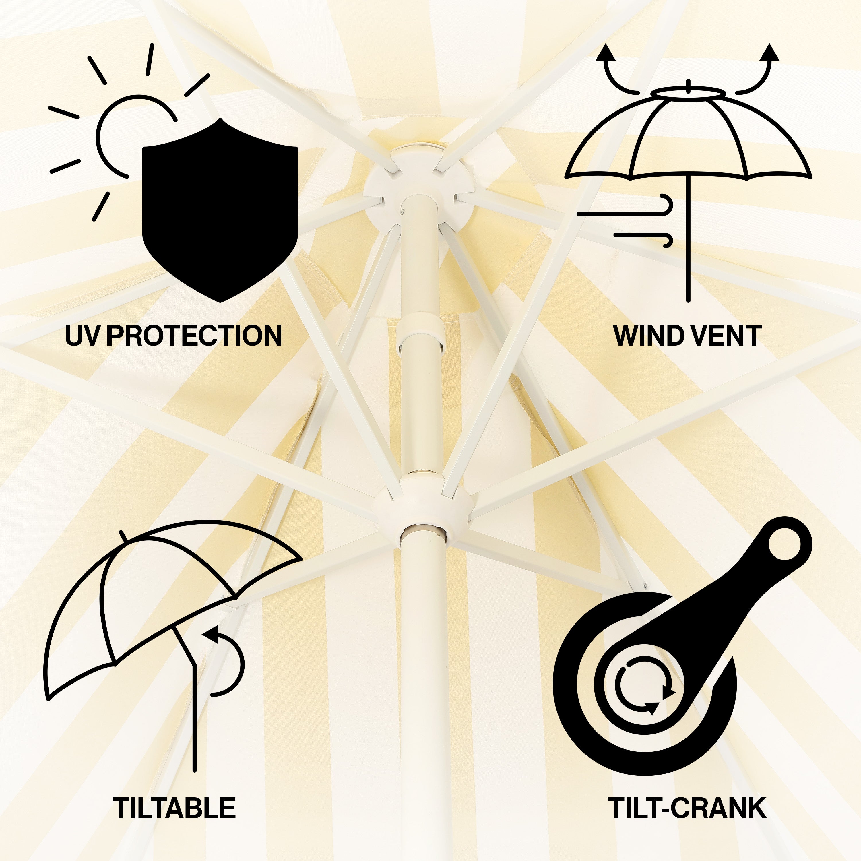 Collins 9 ft. Classic Cottage Fringe Tassel Market Patio Umbrella with Auto-Tilt Crank