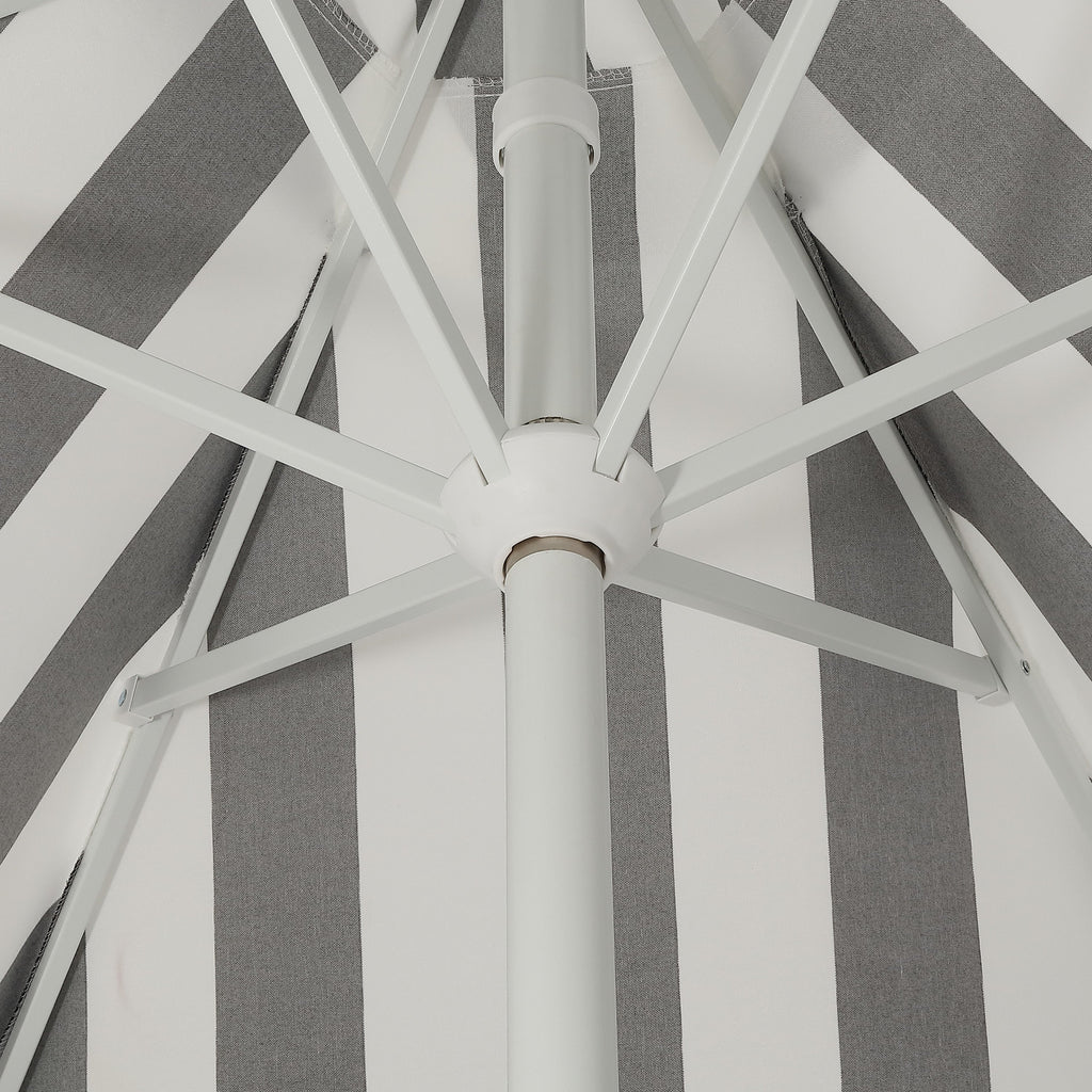 Collins 9 ft. Classic Cottage Fringe Tassel Market Patio Umbrella with Auto-Tilt Crank