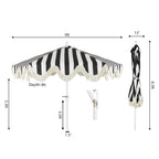 Collins 9 ft. Classic Cottage Fringe Tassel Market Patio Umbrella with Auto-Tilt Crank