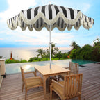 Collins 9 ft. Classic Cottage Fringe Tassel Market Patio Umbrella with Auto-Tilt Crank