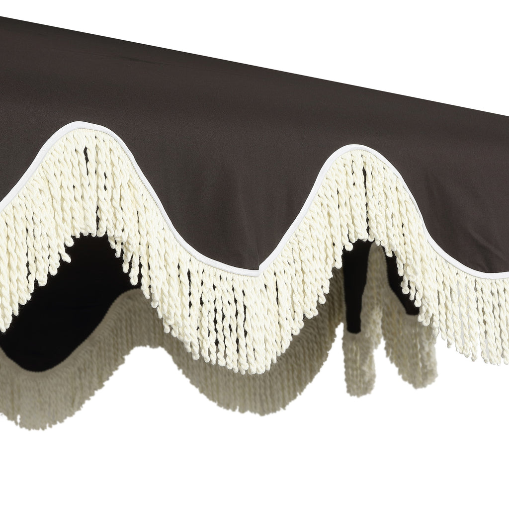 Collins 9 ft. Classic Cottage Fringe Tassel Market Patio Umbrella with Auto-Tilt Crank