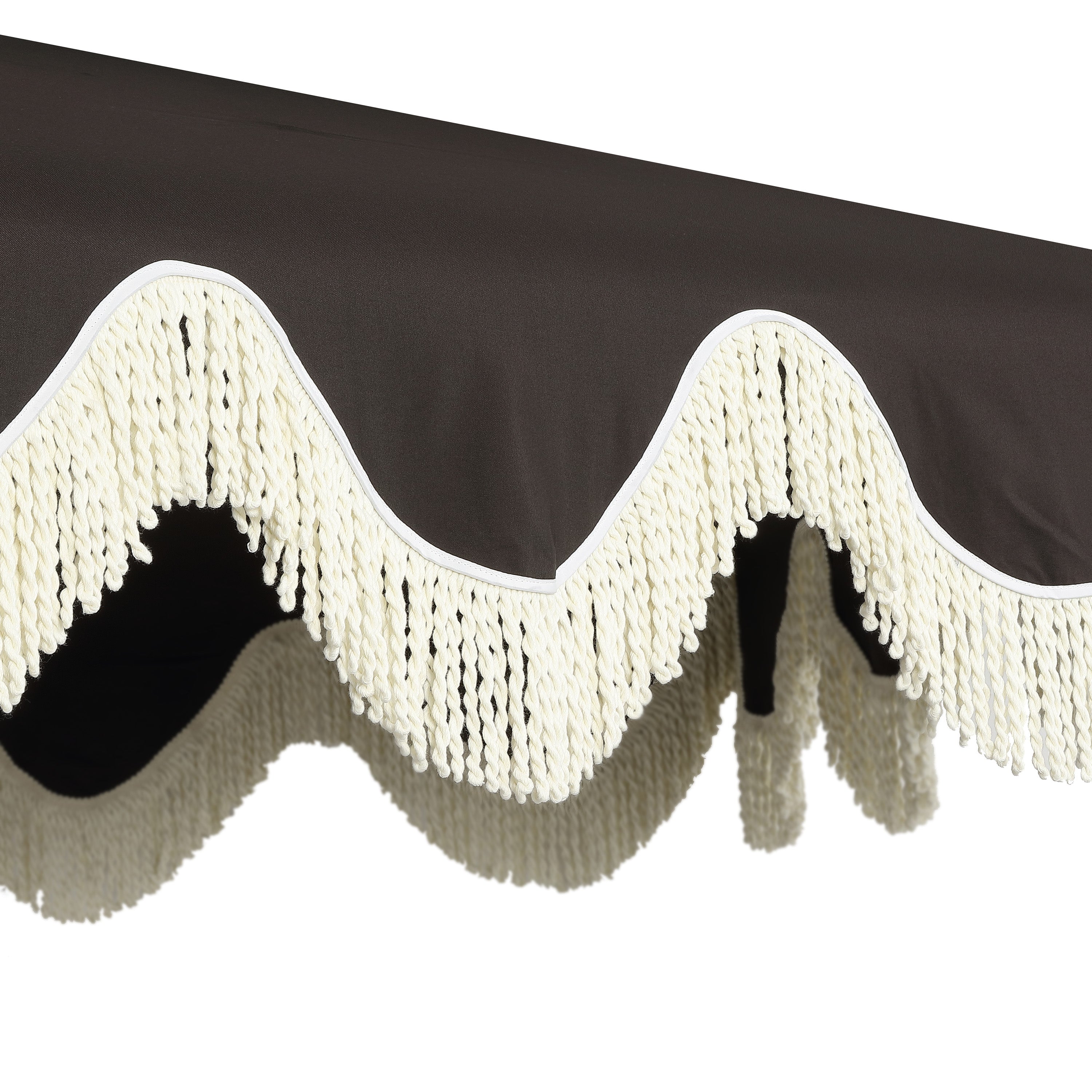 Collins 9 ft. Classic Cottage Fringe Tassel Market Patio Umbrella with Auto-Tilt Crank