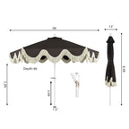 Collins 9 ft. Classic Cottage Fringe Tassel Market Patio Umbrella with Auto-Tilt Crank