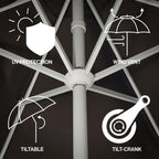 Collins 9 ft. Classic Cottage Fringe Tassel Market Patio Umbrella with Auto-Tilt Crank