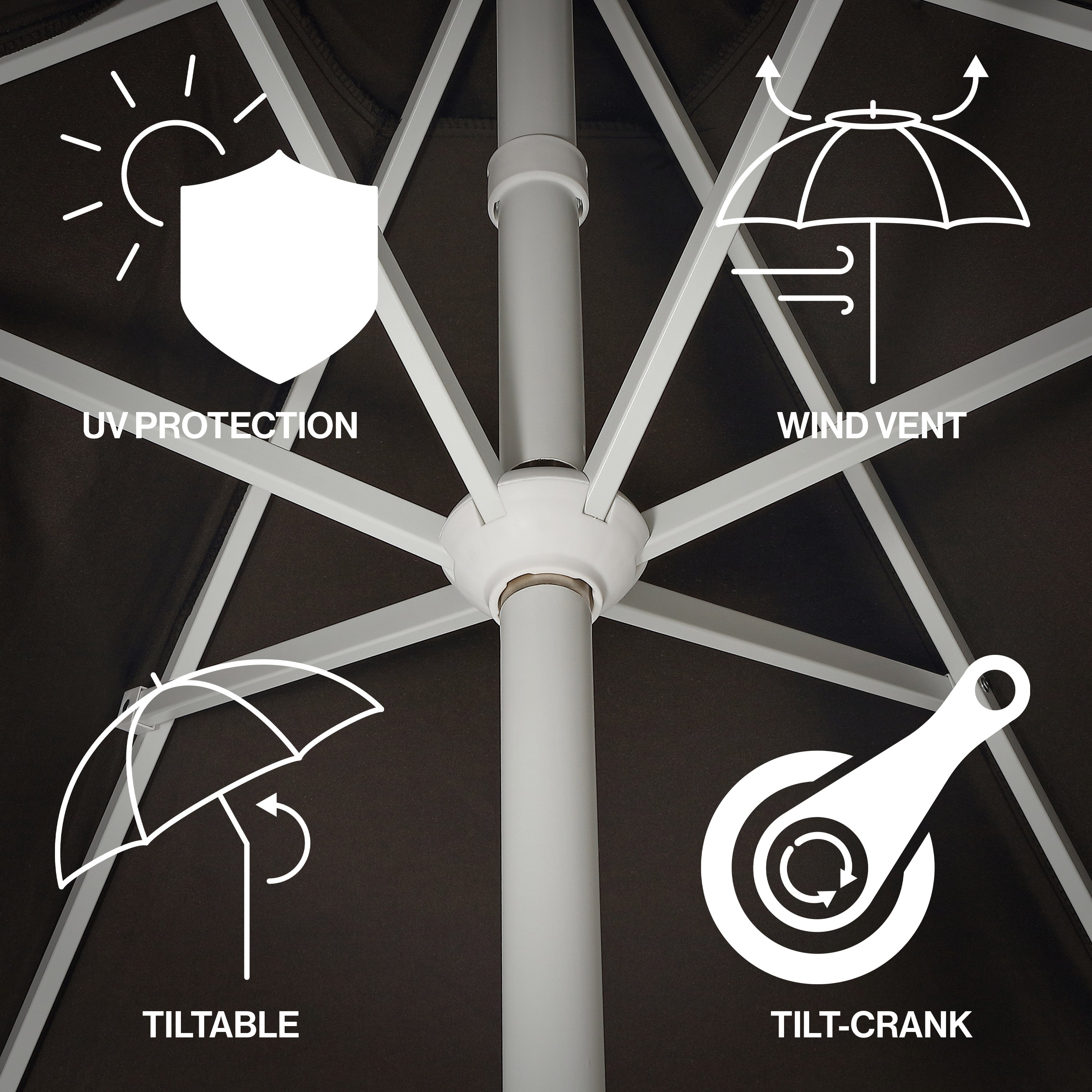 Collins 9 ft. Classic Cottage Fringe Tassel Market Patio Umbrella with Auto-Tilt Crank