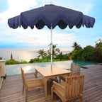 Collins 9 ft. Classic Cottage Fringe Tassel Market Patio Umbrella with Auto-Tilt Crank