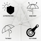 Collins 9 ft. Classic Cottage Fringe Tassel Market Patio Umbrella with Auto-Tilt Crank