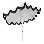 Collins 9 ft. Classic Cottage Fringe Tassel Market Patio Umbrella with Auto-Tilt Crank