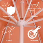 Tracy 9 ft. Classic MidCentury Scalloped Fringe Market Patio Umbrella with Auto-Tilt Crank