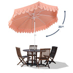 Tracy 9 ft. Classic MidCentury Scalloped Fringe Market Patio Umbrella with Auto-Tilt Crank