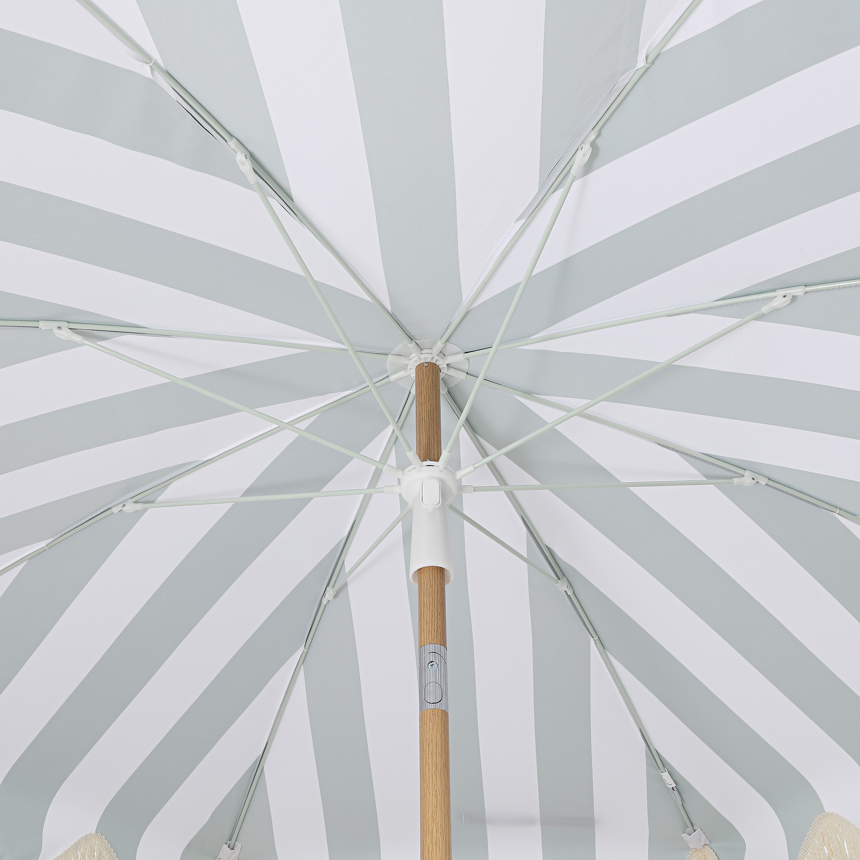 Mariner 6.5 ft. Classic Cottage Fringe Tassel Market Beach Umbrella with Push Button Tilt