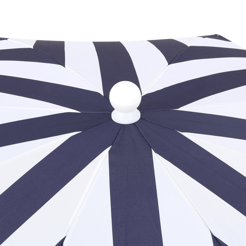 Mariner 6.5 ft. Classic Cottage Fringe Tassel Market Beach Umbrella with Push Button Tilt
