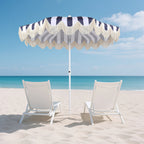Mariner 6.5 ft. Classic Cottage Fringe Tassel Market Beach Umbrella with Push Button Tilt