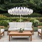Mariner 6.5 ft. Classic Cottage Fringe Tassel Market Beach Umbrella with Push Button Tilt