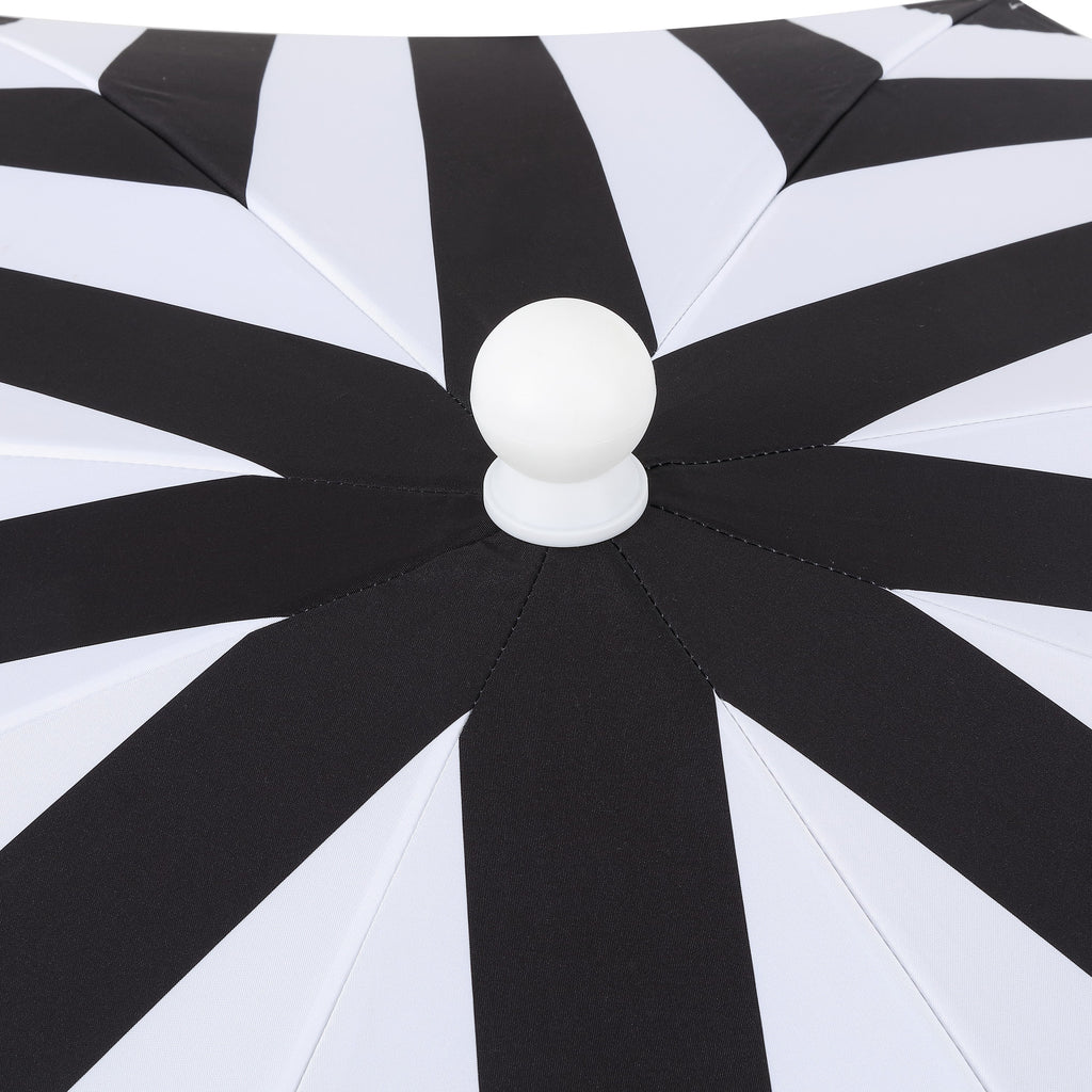 Mariner 6.5 ft. Classic Cottage Fringe Tassel Market Beach Umbrella with Push Button Tilt