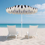 Mariner 6.5 ft. Classic Cottage Fringe Tassel Market Beach Umbrella with Push Button Tilt