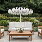 Mariner 6.5 ft. Classic Cottage Fringe Tassel Market Beach Umbrella with Push Button Tilt