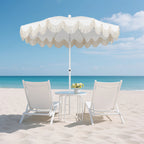 Mariner 6.5 ft. Classic Cottage Fringe Tassel Market Beach Umbrella with Push Button Tilt