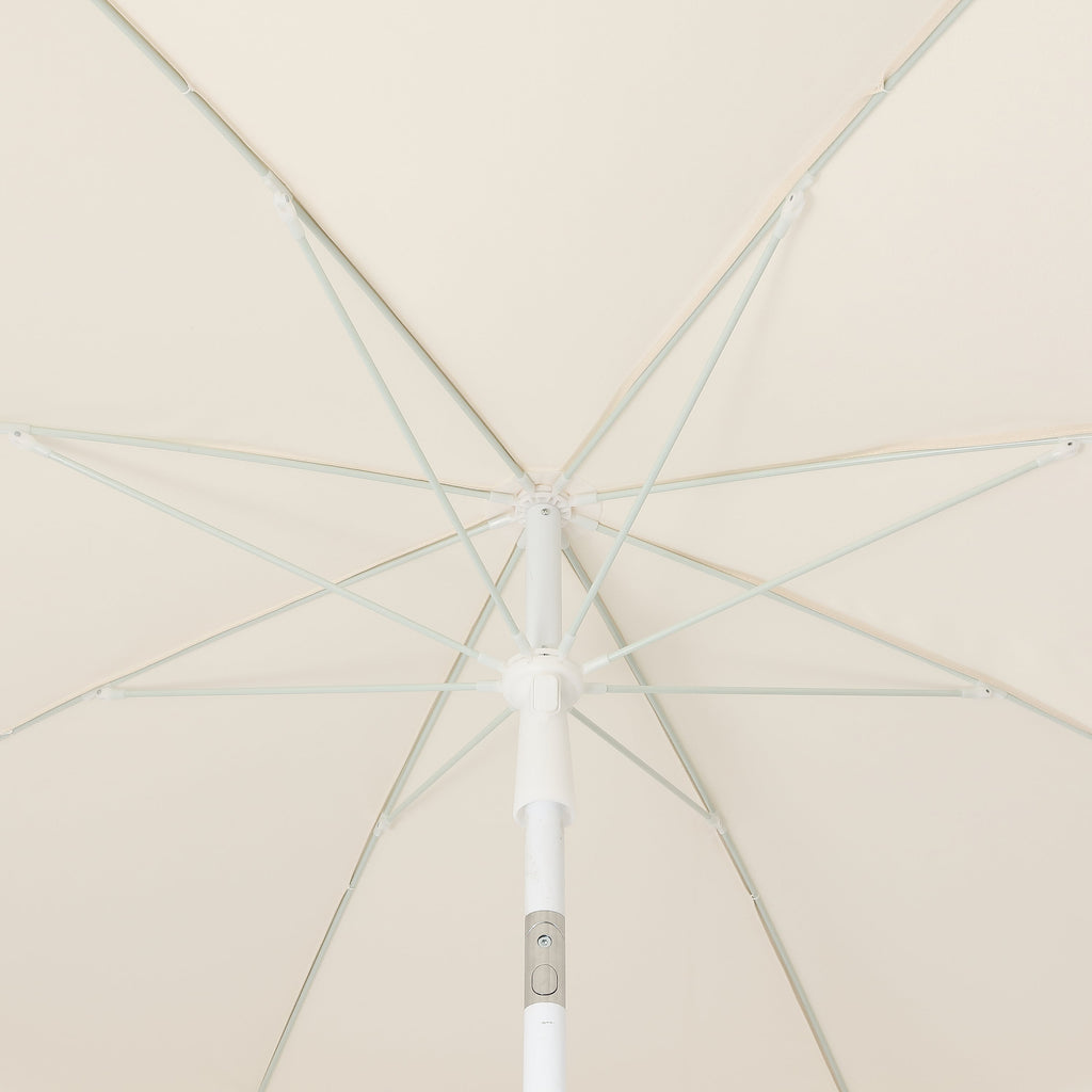 Mariner 6.5 ft. Classic Cottage Fringe Tassel Market Beach Umbrella with Push Button Tilt