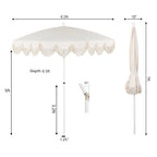 Mariner 6.5 ft. Classic Cottage Fringe Tassel Market Beach Umbrella with Push Button Tilt
